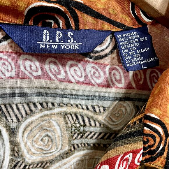 Vintage 90s Men's Collared Casual Tribal Graphic Button Up Short Sleeve Shirt; L - Picture 10 of 12